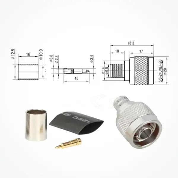 CONECTOR N MACHO RG-8 / LRM400 RECTO CRIMPING