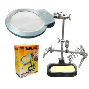 SOPORTE P/ CIRCUITOS C/ LUPA 2LED TAKEMA PILA 3AAA ZD-10MB