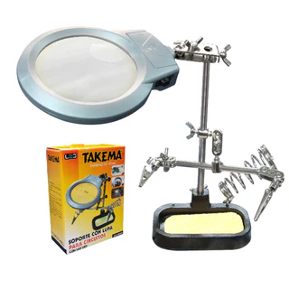 SOPORTE P/ CIRCUITOS C/ LUPA 2LED TAKEMA PILA 3AAA ZD-10MB