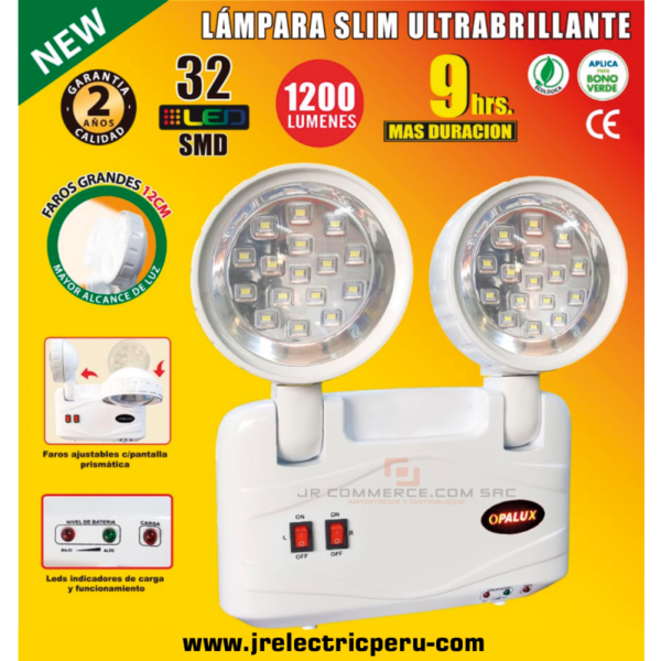 LUZ DE EMERGENCIA OPALUX 9H